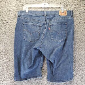 Levis Shorts Womens 31 Blue Classic Bermuda Stretch Denim